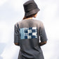 Grey oversized t-shirt with rectangle patchwork