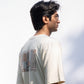 Ecru oversized t-shirt with rectangle patchwork