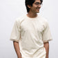 Ecru oversized t-shirt with sleeve patchwork